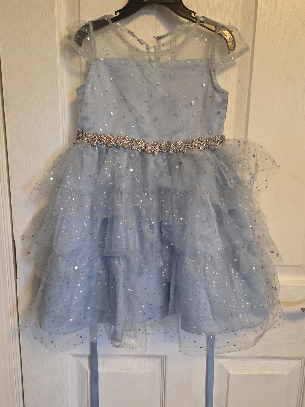 Rare Editions Light Blue Sequin Tulle Dress
